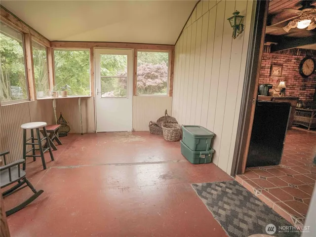 a aerial view of a house with a garden
