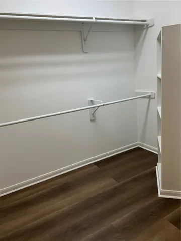 a view of an empty walk in closet