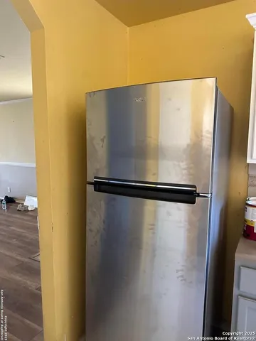a close view of a refrigerator in kitchen