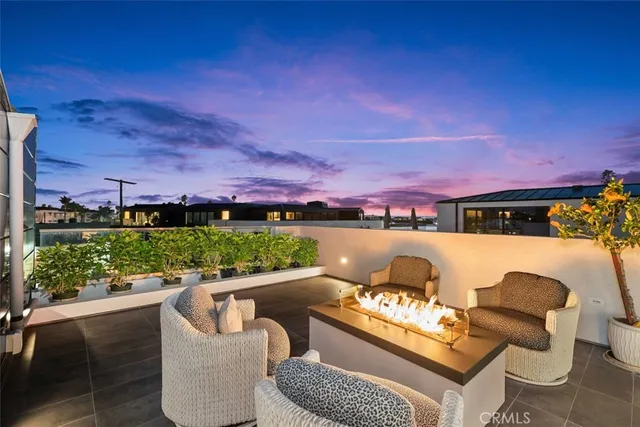 an aerial view of a parking space and city view