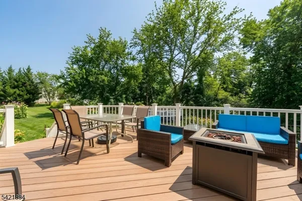 a view of a deck with chairs