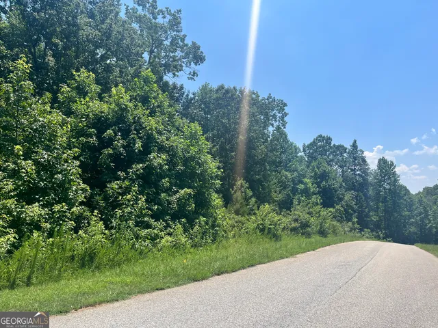 a view of a road with a yard