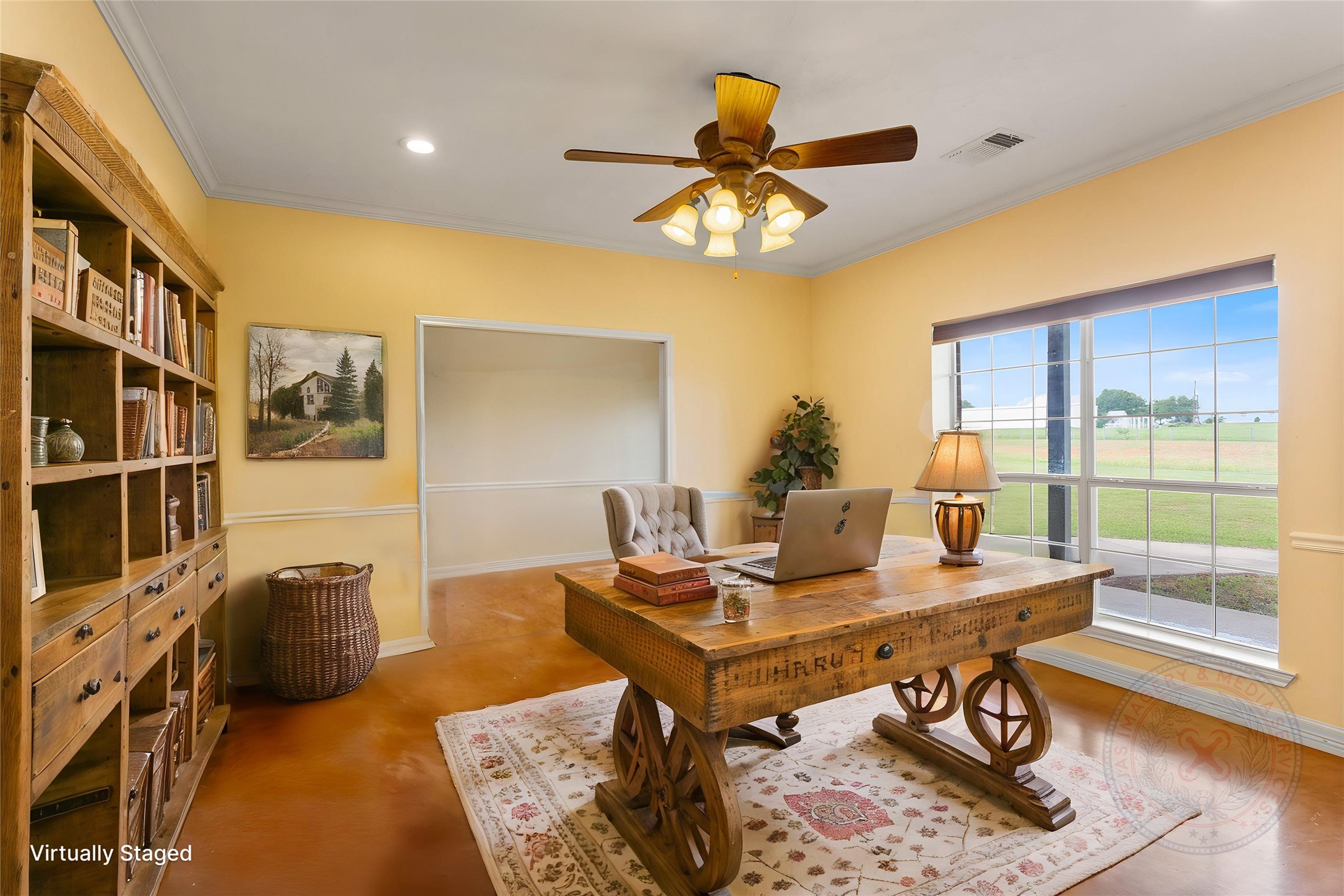 5750 Cedar Hill Road Brenham, TX 77833 - Photo 33 of 46 Imagine working from home in your own dedicated space. This staging presents the flex room as an ideal home office.
