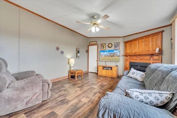a view of a terrace with wooden fence