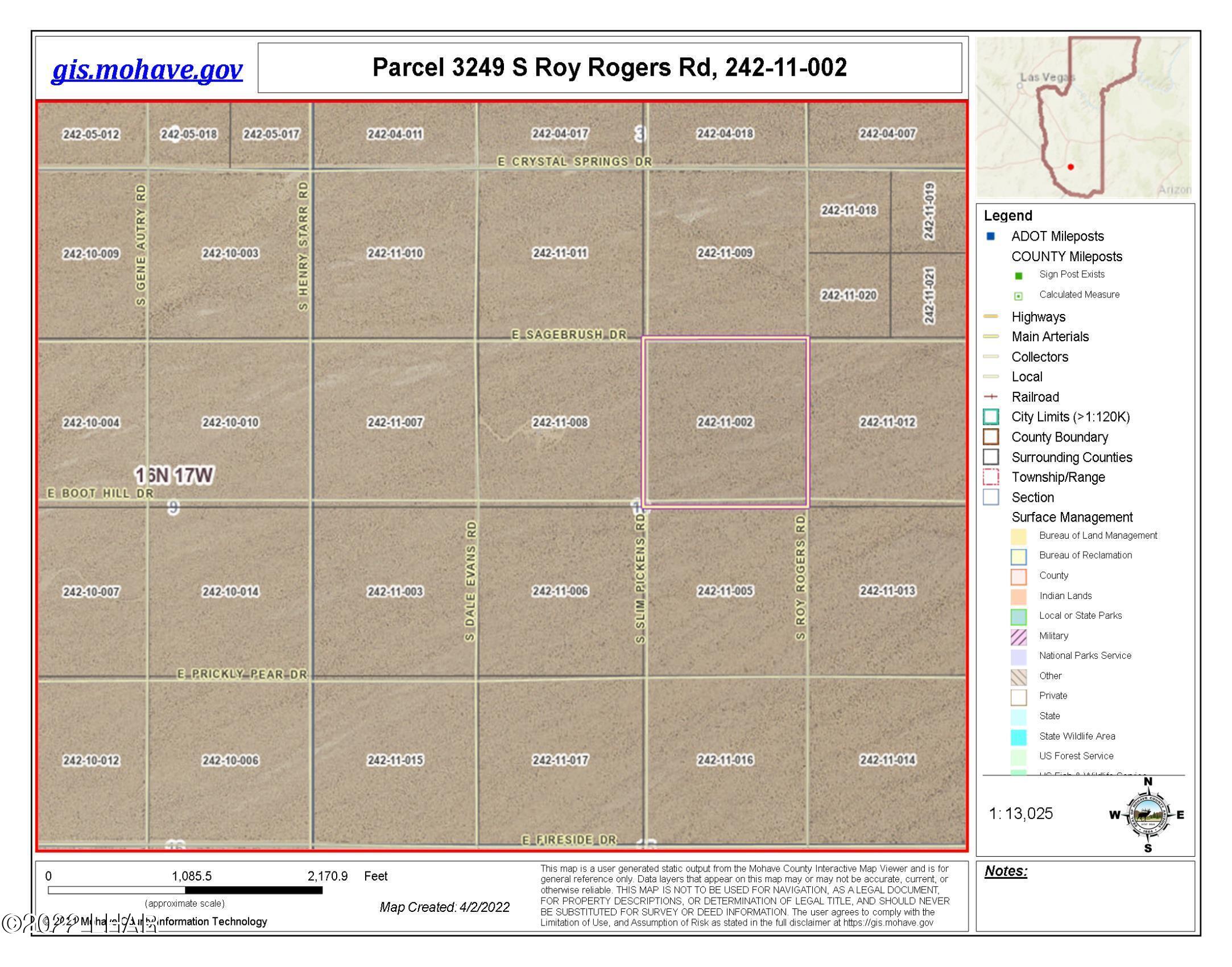 3249 South Roy Rogers Road Yucca, AZ 86438 - Photo 11 of 20 242-11-002 Map photo2
