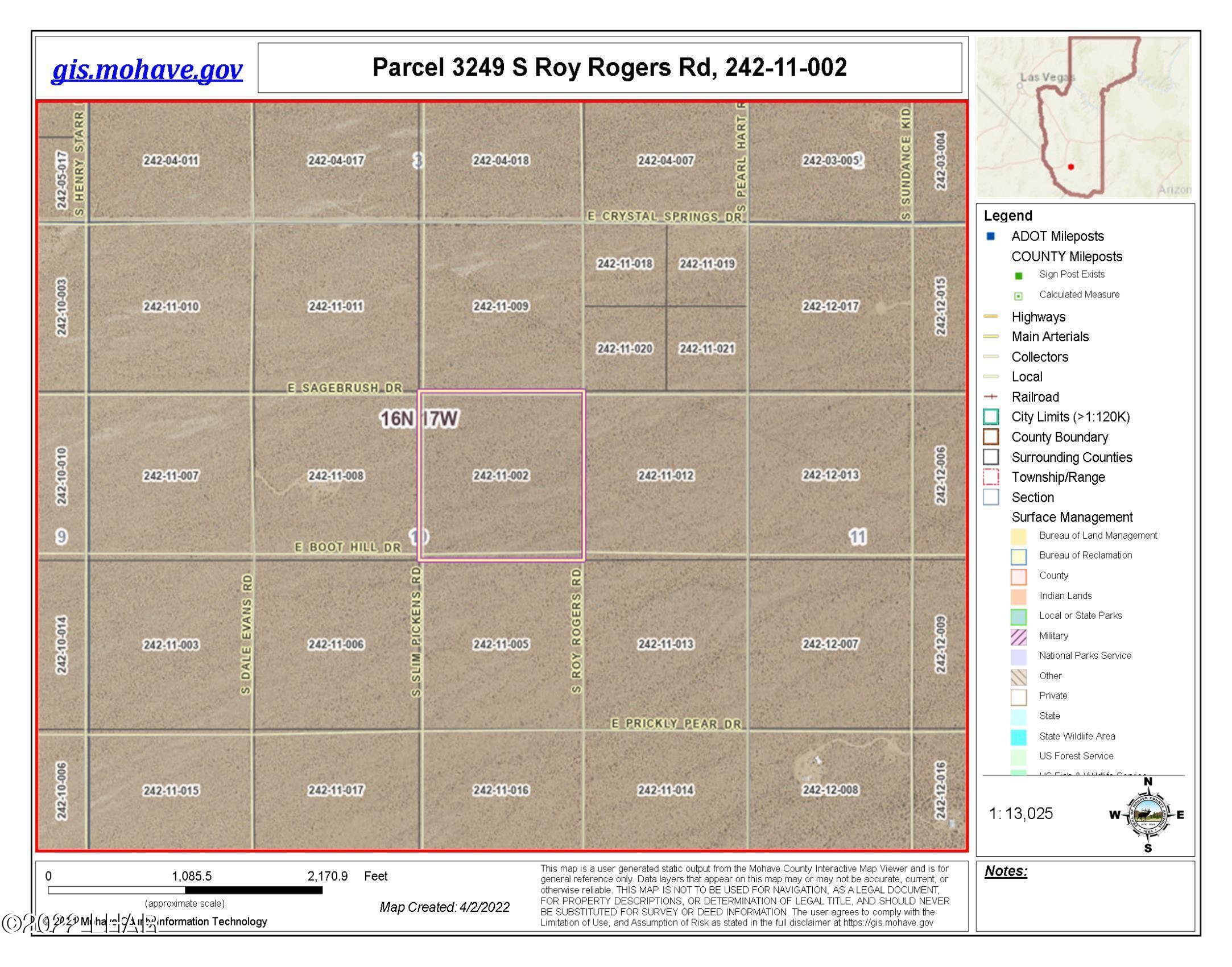 3249 South Roy Rogers Road Yucca, AZ 86438 - Photo 3 of 20 242-11-002 Map photo