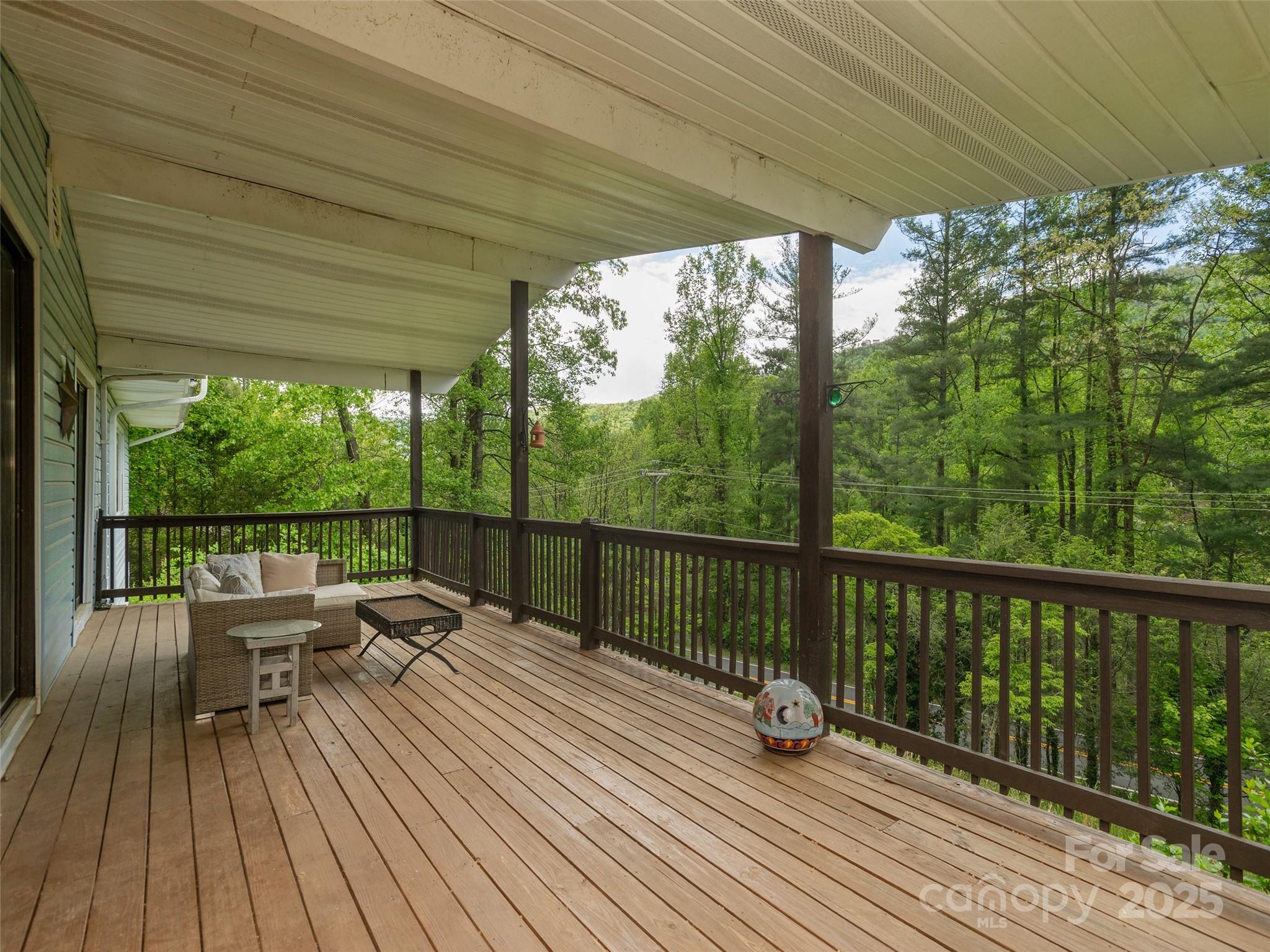 61 West Lake View Road Hendersonville, NC 28739 - Photo 11 of 37 a view of balcony with couch and wooden floor