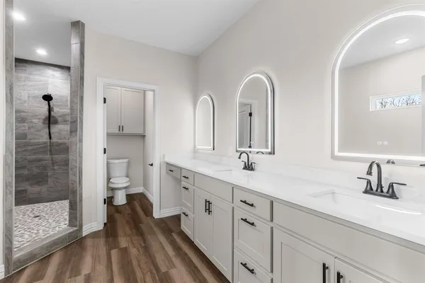 a bathroom with a shower