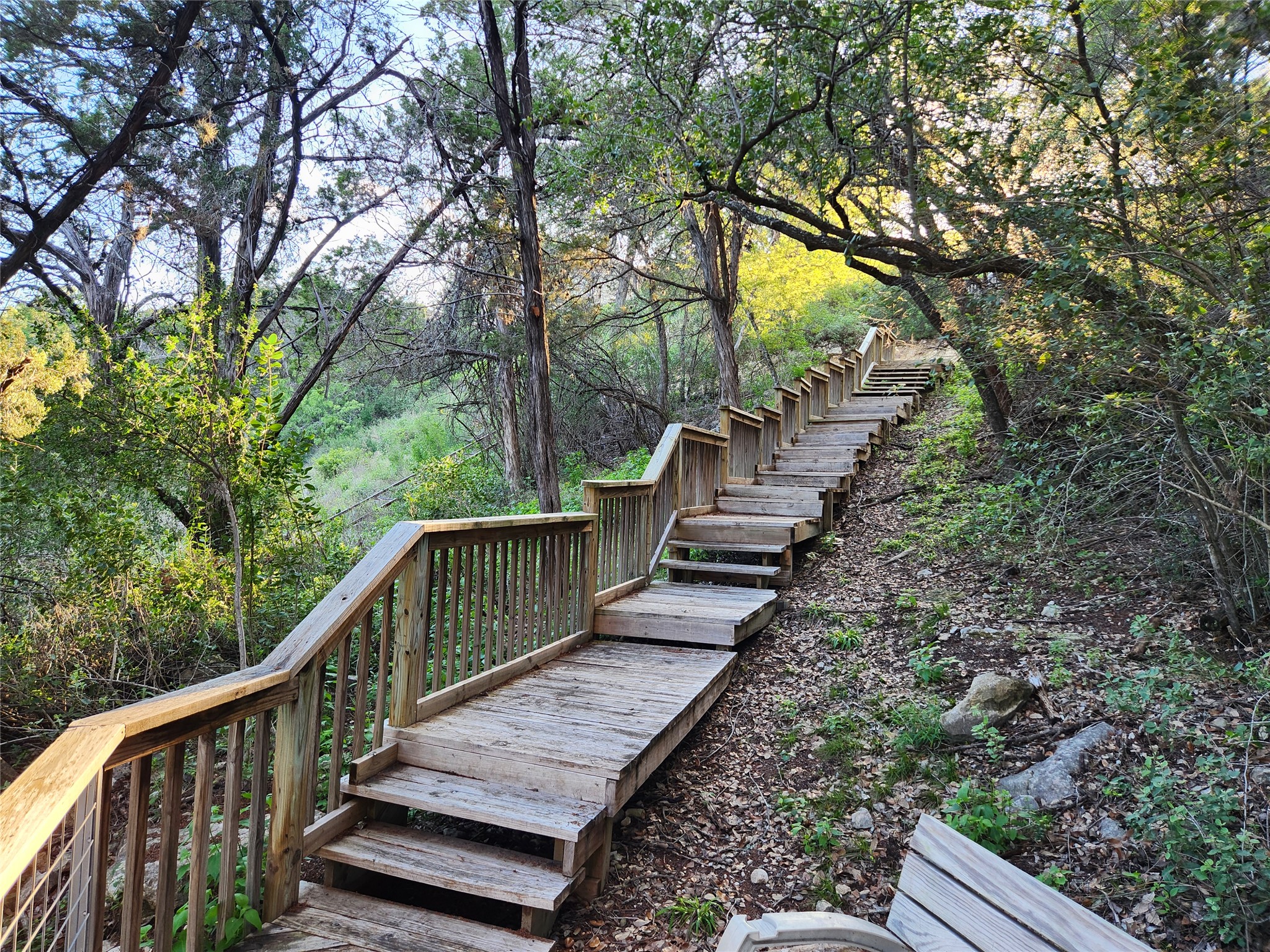 3807 Boat Dock Road Lago Vista, TX 78645 - Photo 37 of 37 Ascend through a lush, wooded landscape on this expansive, charming wooden staircase.