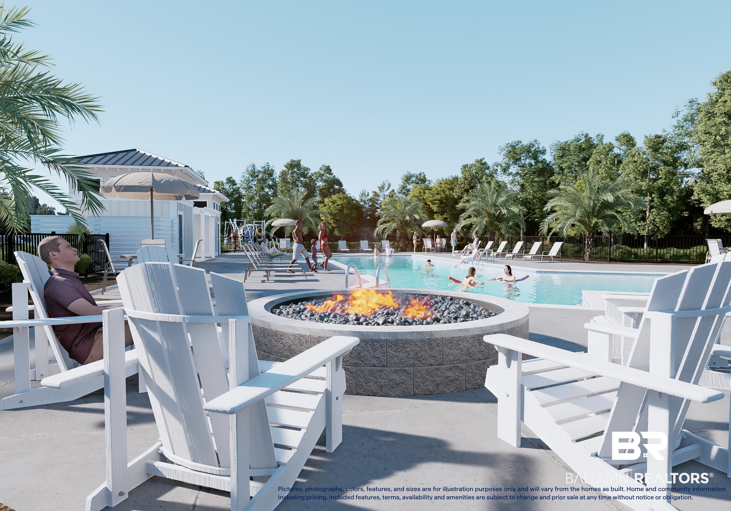 13927 Antler Hl Road, Unit 144 Daphne, AL 36527 - Photo 13 of 15 View of swimming pool featuring a fire pit and a patio area
