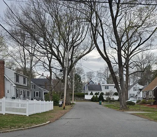 a view of a building with a large trees