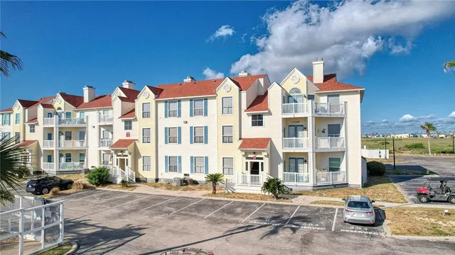 a front view of a building with street view