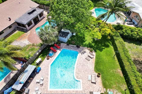 an aerial view of a house