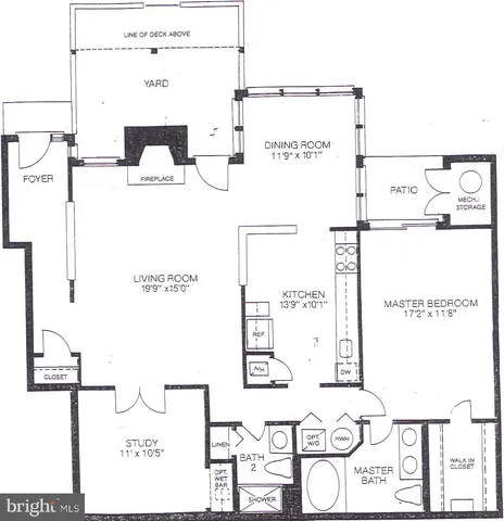 a view of a room with a large window