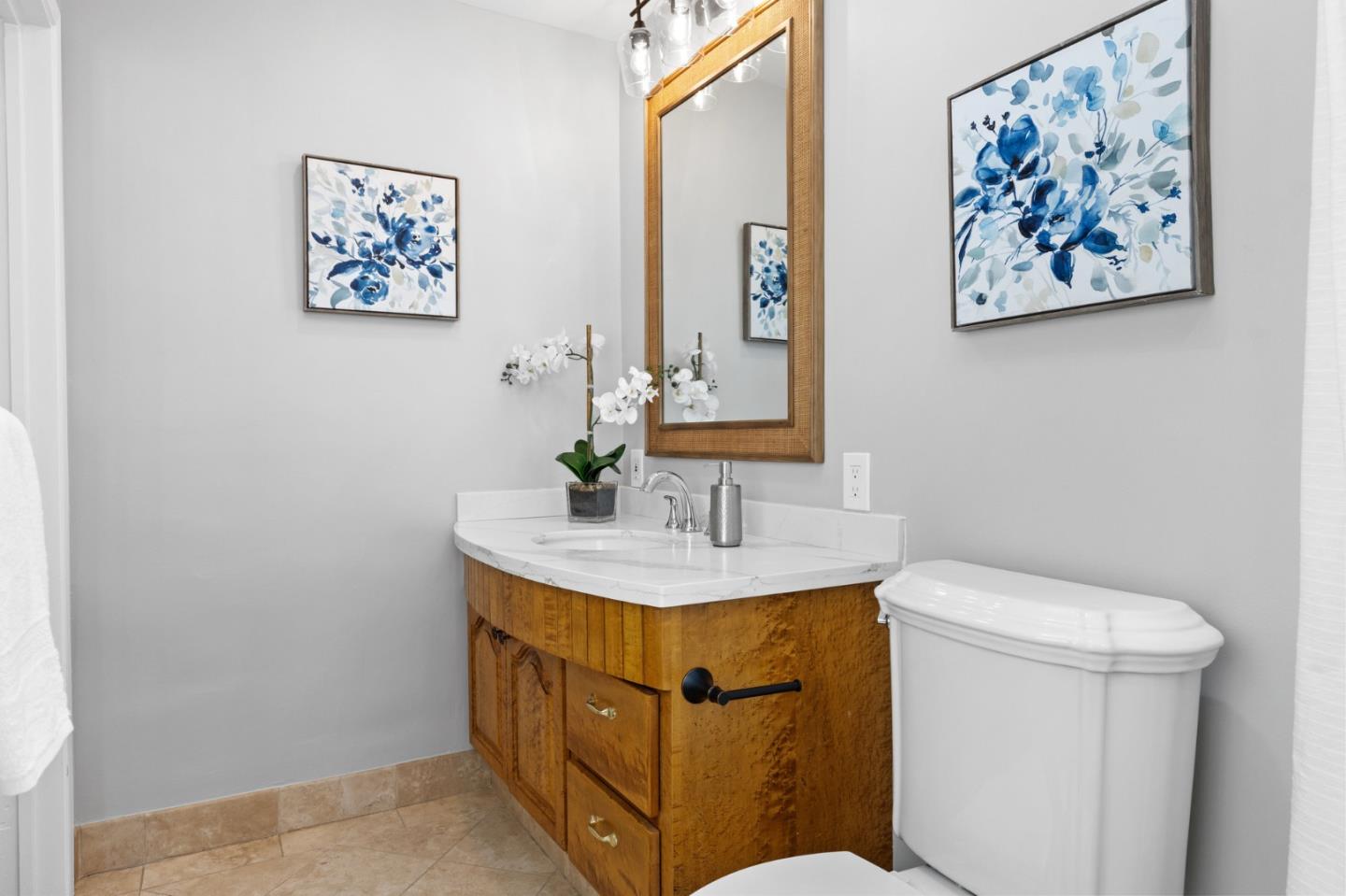 1205 Fewtrell Drive Campbell, CA 95008 - Photo 24 of 52 a bathroom with a granite countertop sink mirror and toilet