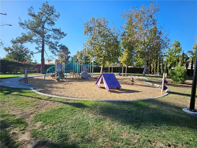 a park view with large trees
