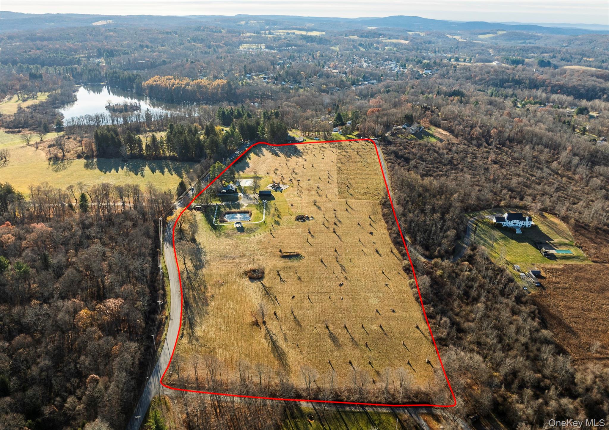 97 Valley Farm Road Millbrook, NY 12545 - Photo 47 of 50 Aerial view with parcel outlined