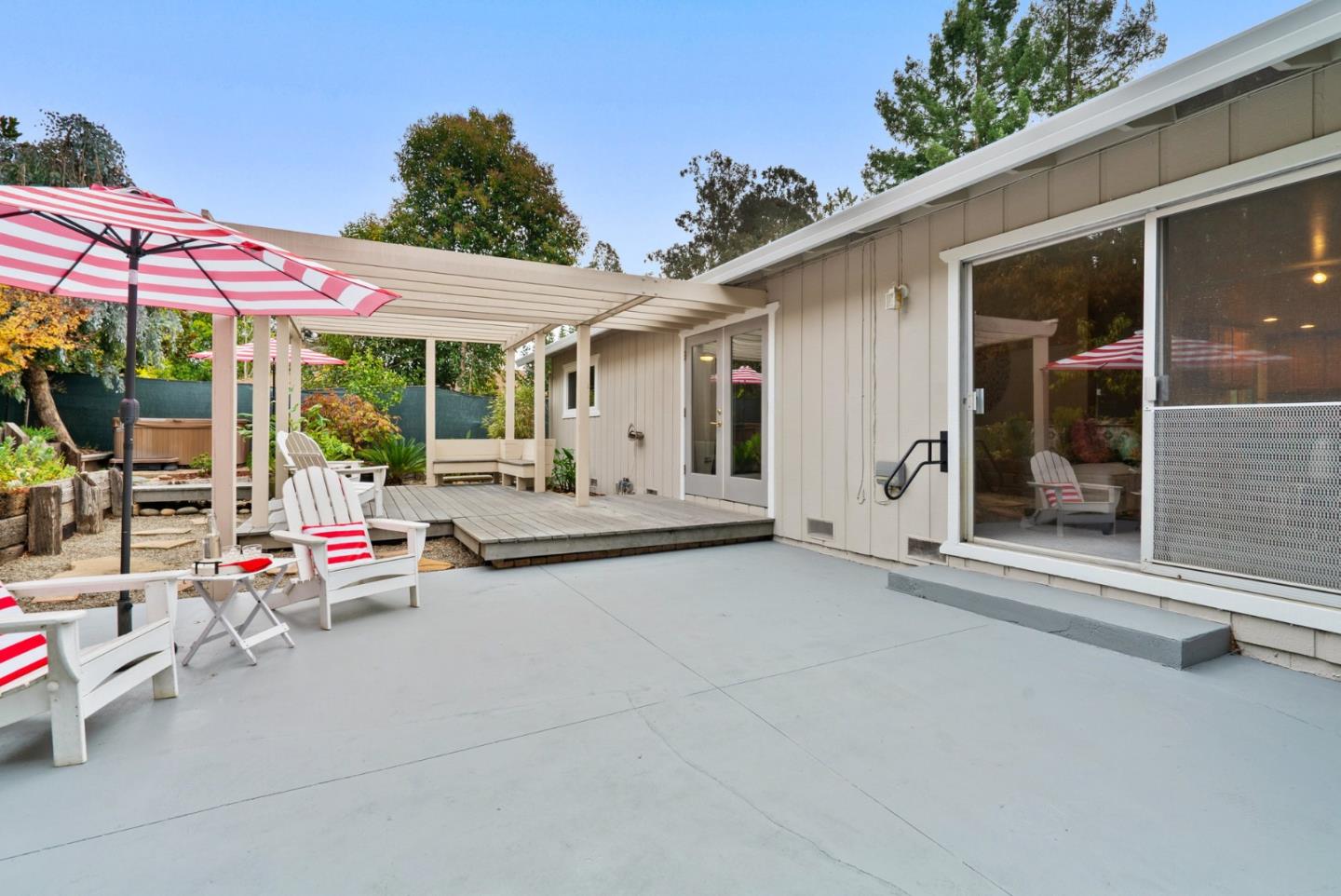 314 Hames Road Watsonville, CA 95076 - Photo 27 of 32 a view of the patio with a table and chairs under an umbrella