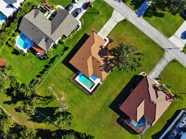 an aerial view of a house