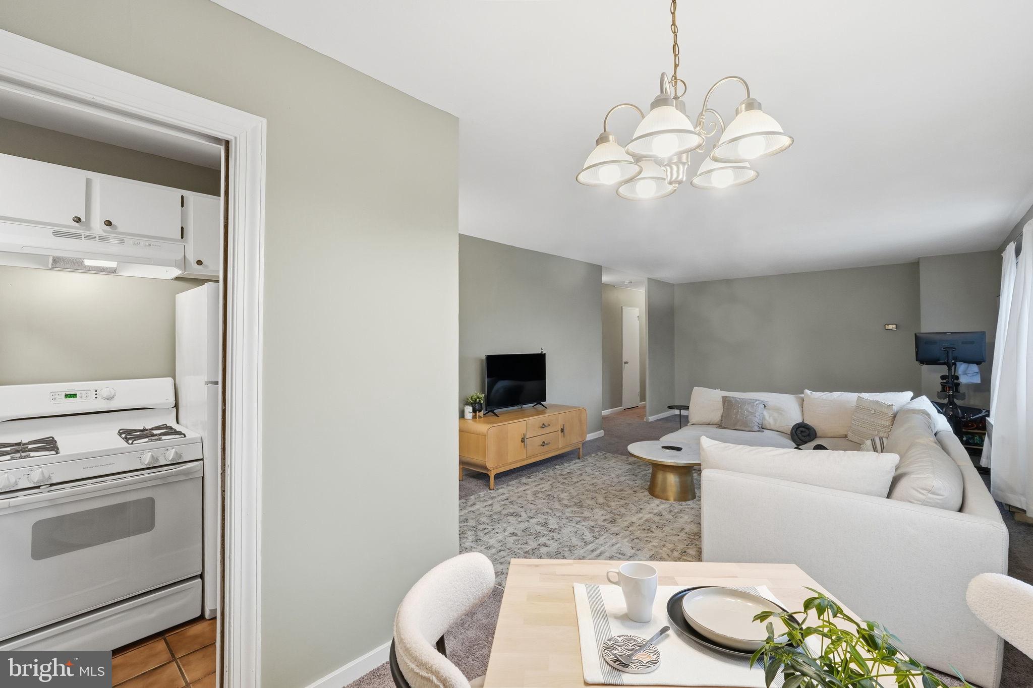 1300 South Arlington Ridge Road, Unit 204 Arlington, VA 22202 - Photo 8 of 35 a living room with furniture a dining table and a fireplace