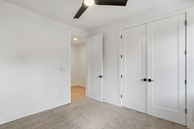 a view of a room with racks on the wall