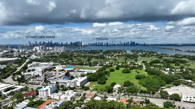a view of a lake with a terrace
