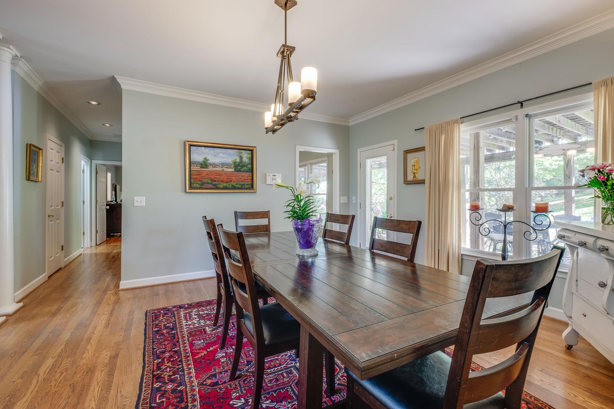The dining room is very spacious and just right for large crowds