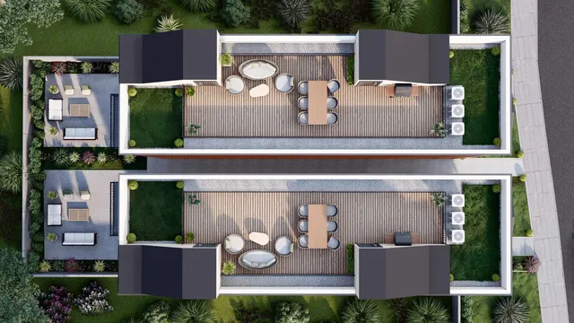 front view of a house with a garden