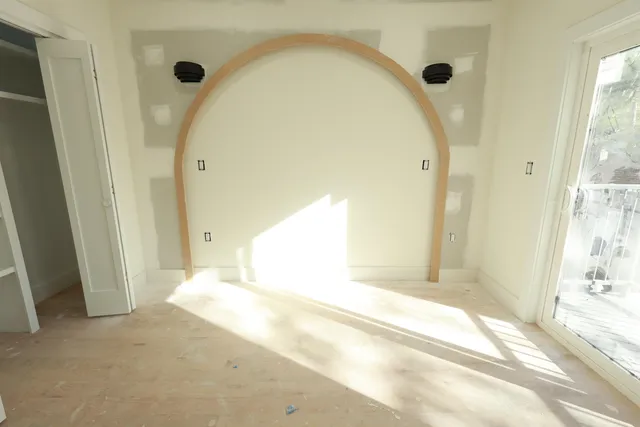 a view of a bathroom with a tub