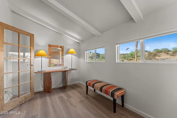 a room with window and couch