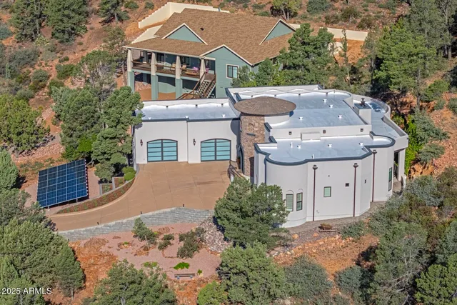 an aerial view of a house