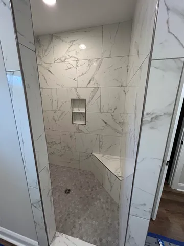 a bathroom with a shower