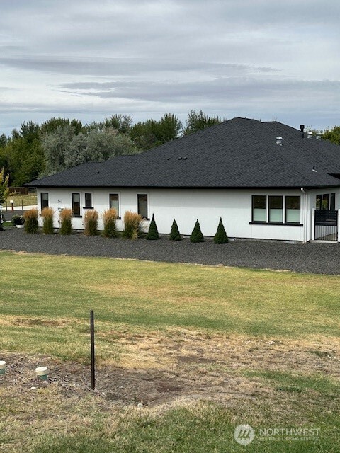a view of a lake with a mountain in the background