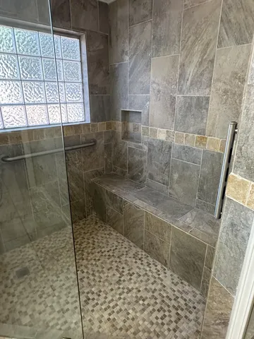 a bathroom with a shower