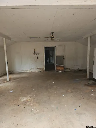 a view of a room with garage