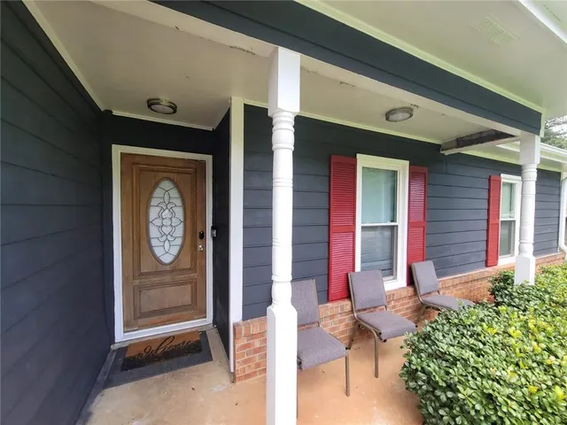 a front view of a house with entryway
