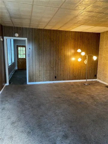 a view of a room with a window