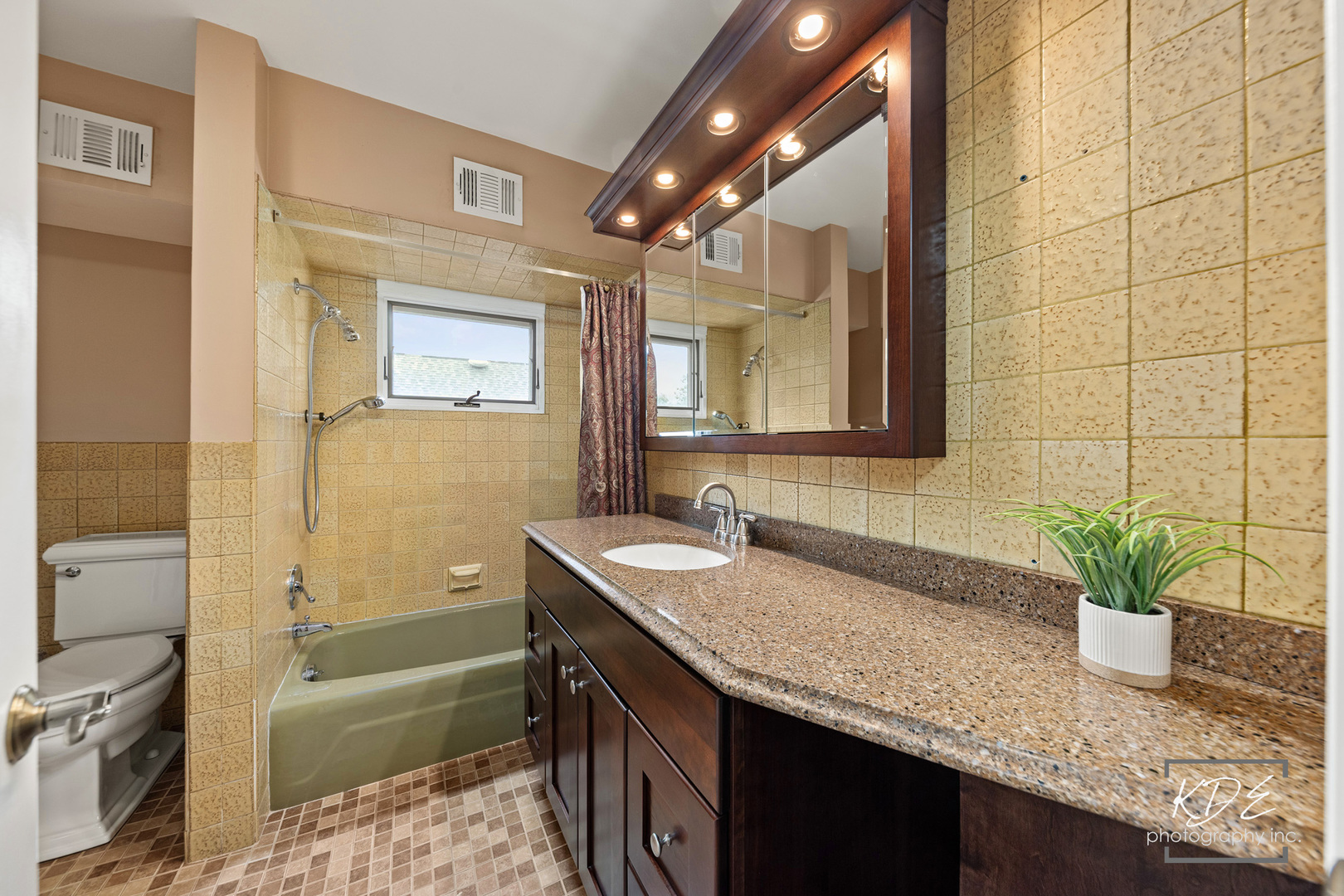 330 South Maple Street Itasca, IL 60143 - Photo 50 of 67 a bathroom with a granite countertop sink a toilet a bathtub and mirror