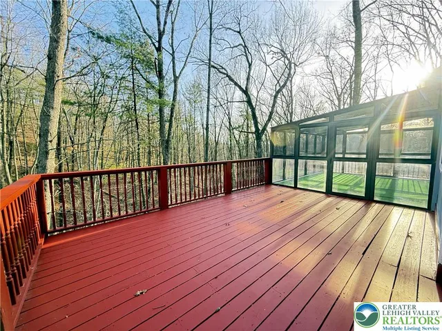 a view of wooden balcony
