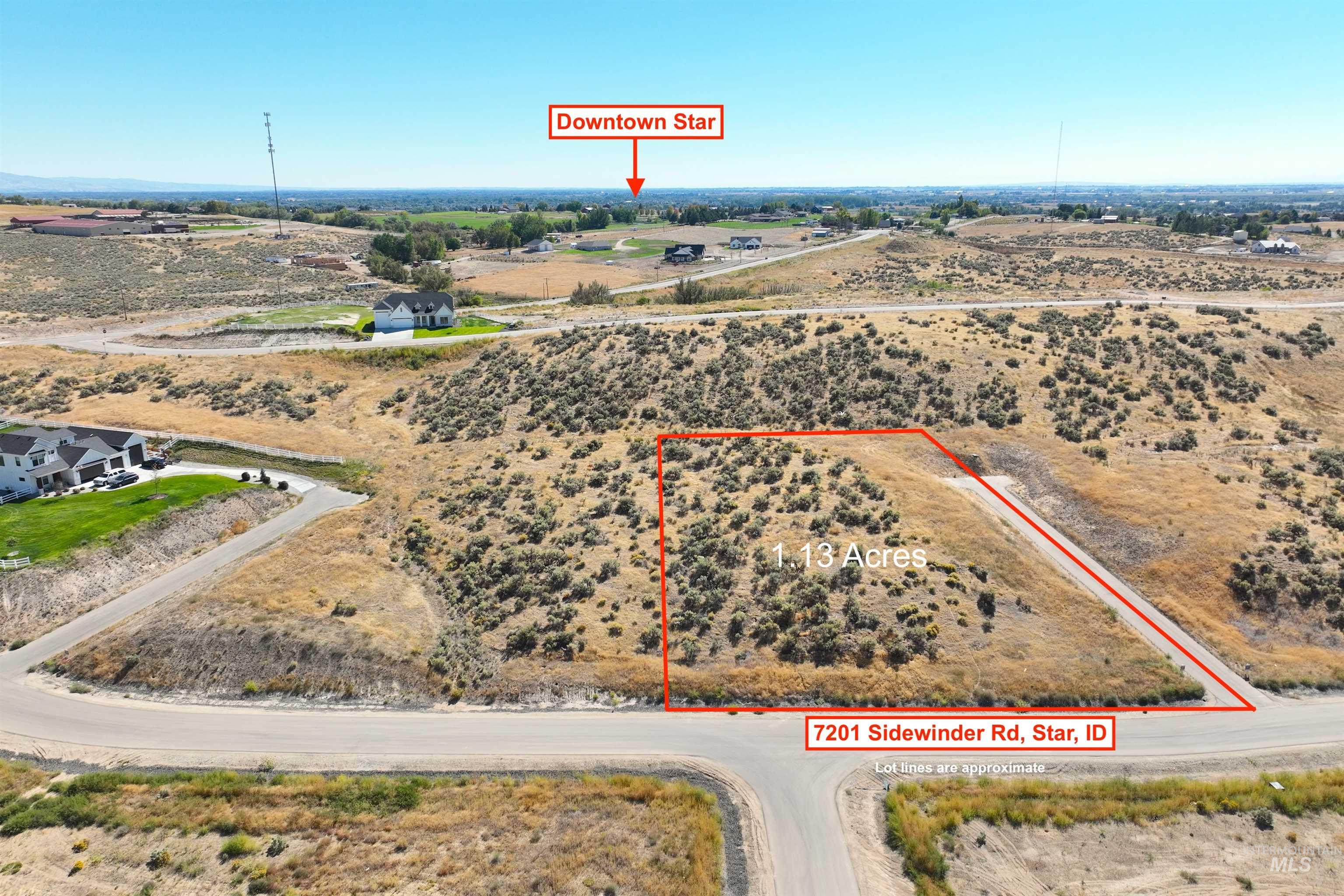 7139 Sidewinder Road Star, ID 83669 - Photo 1 of 1 Aerial view of sparsely populated area featuring property boundaries highlighted