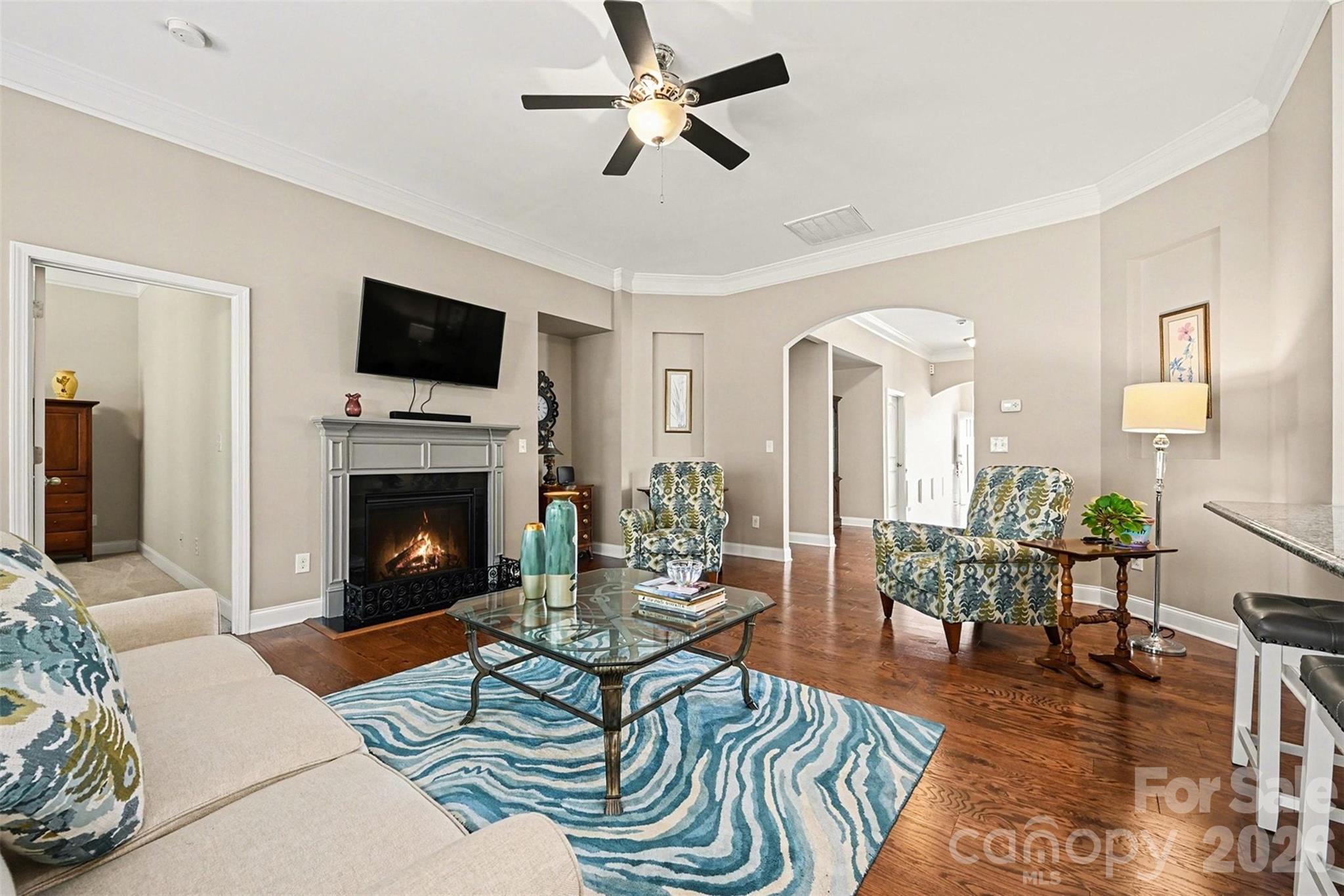 3059 Cricket Lane Lancaster, SC 29720 - Photo 12 of 32 a living room with furniture a flat screen tv and a fireplace