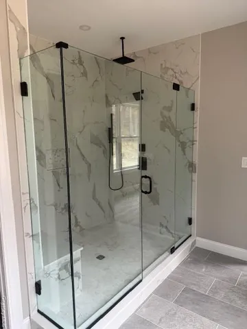a bathroom with a shower