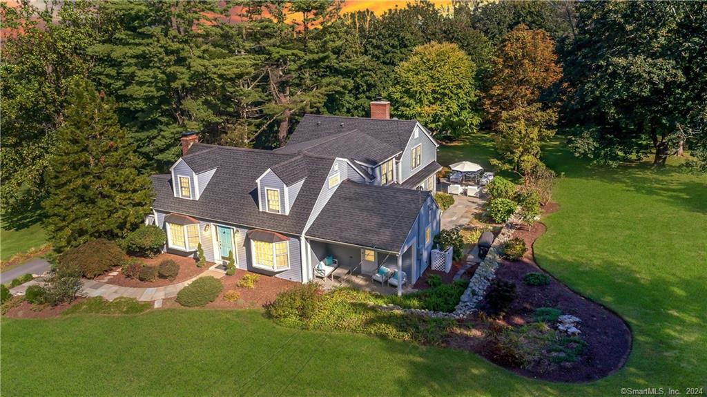 an aerial view of a house