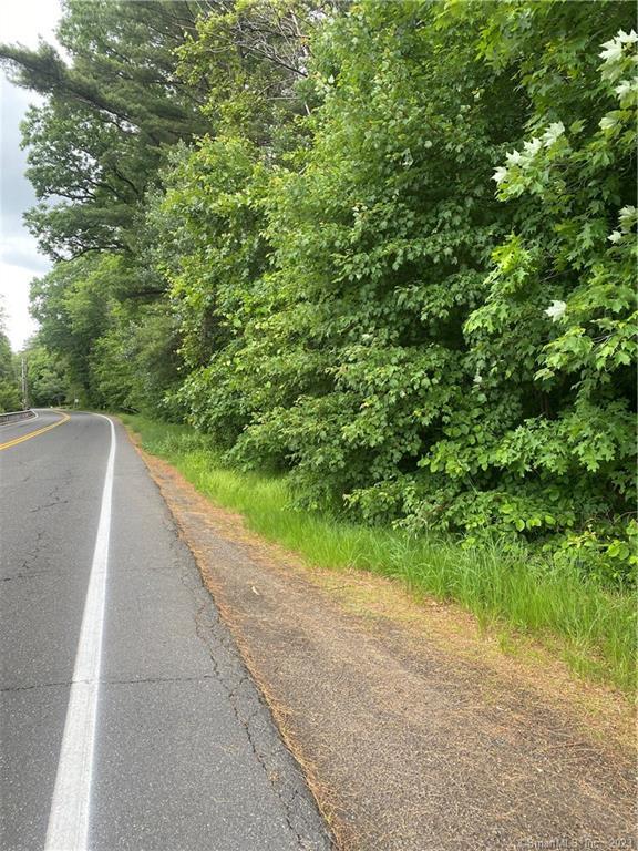 a view of a road with a yard