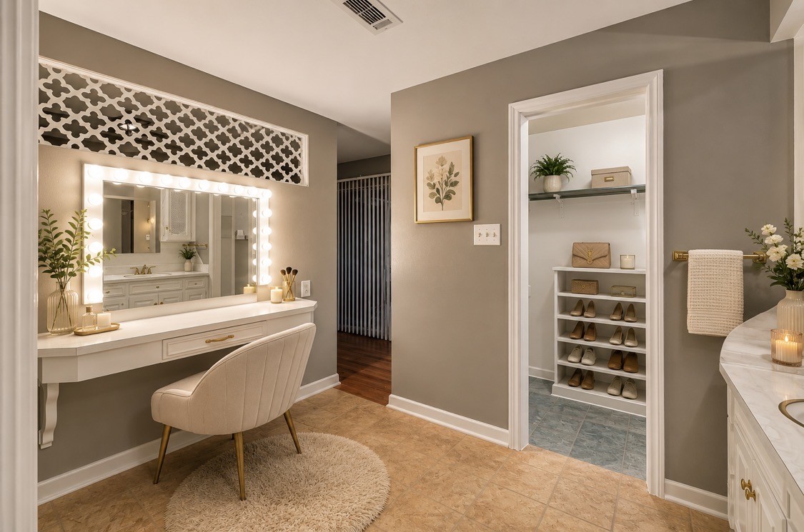 1251 Pruitt Road The Woodlands, TX 77380 - Photo 19 of 36 Primary bathroom vanity digitally furnished