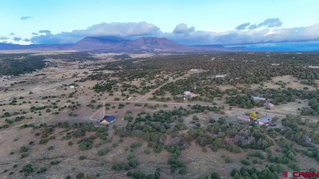 a view of a city with mountain in the background