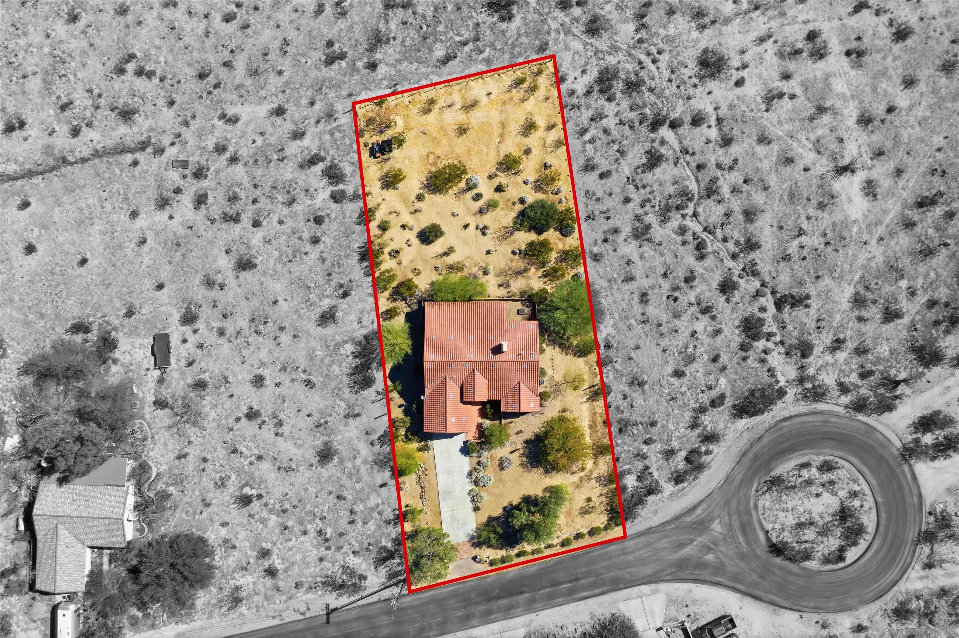 3277 Frying Pan Road Borrego Springs, CA 92004 - Photo 37 of 43 an aerial view of a house with a garden
