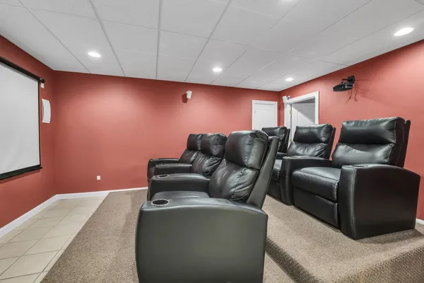 a projector room with furniture