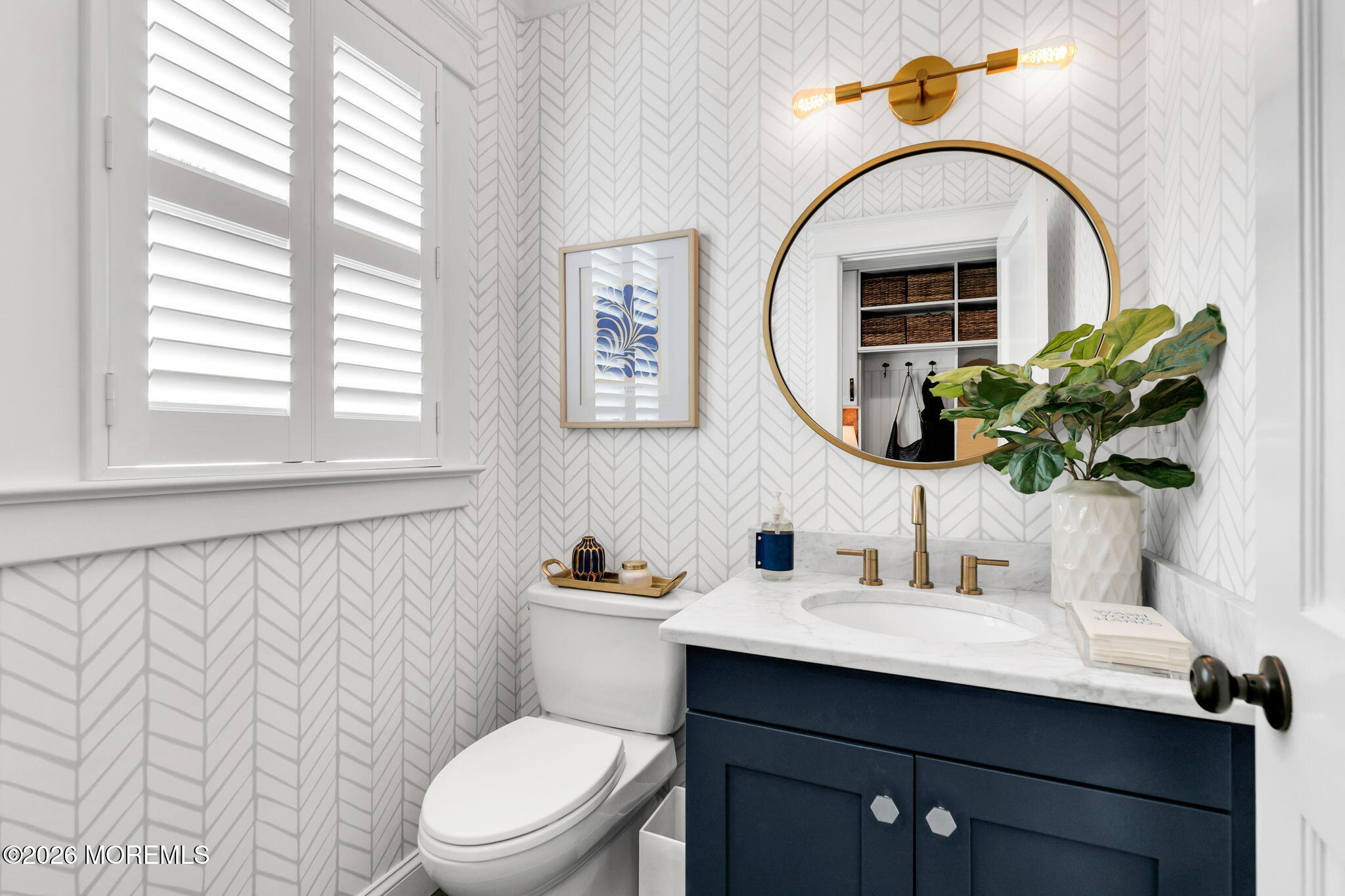 43 Bingham Avenue Rumson, NJ 07760 - Photo 28 of 59 a bathroom with a sink mirror and toilet