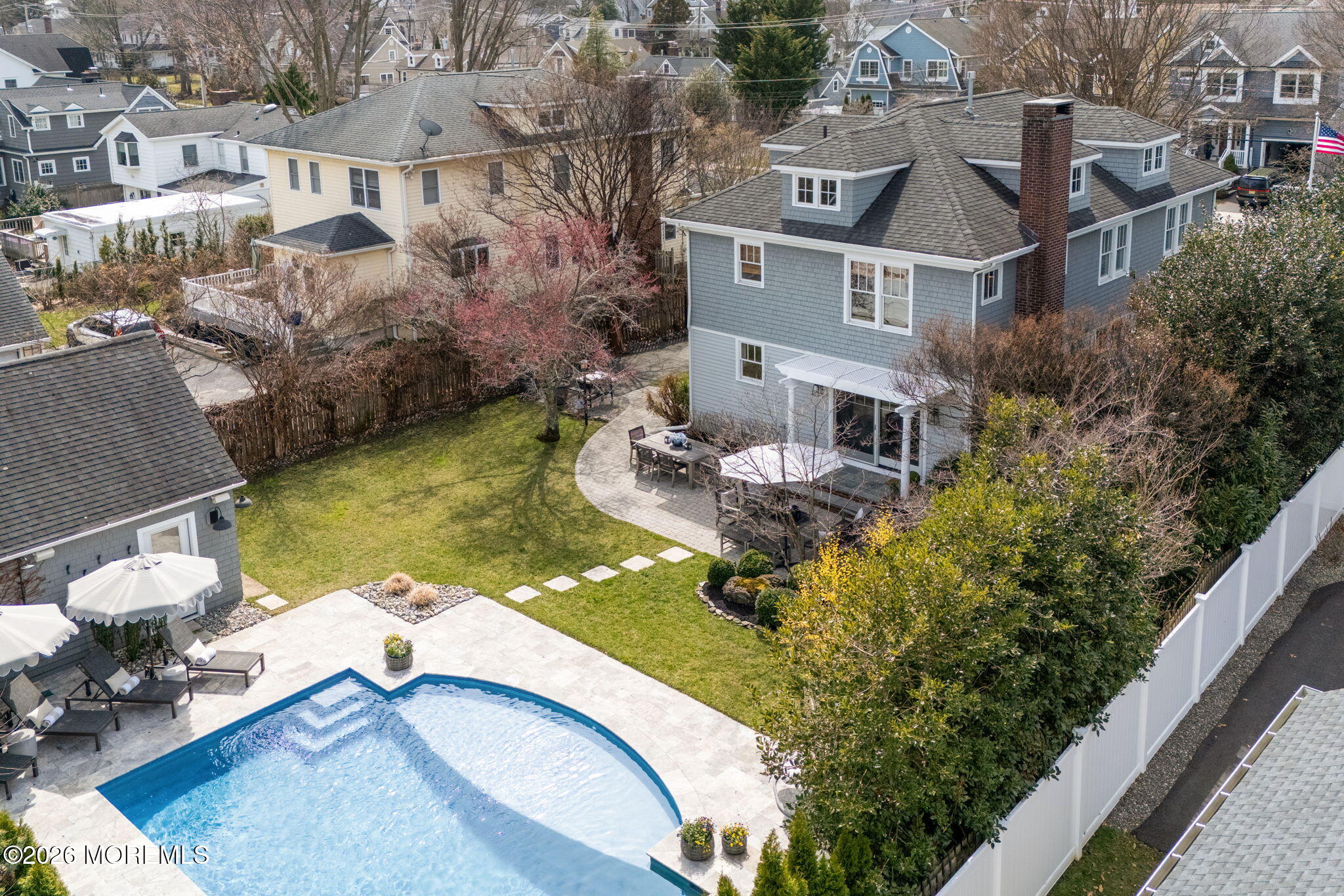 43 Bingham Avenue Rumson, NJ 07760 - Photo 30 of 59 an aerial view of a house with a garden and lake view